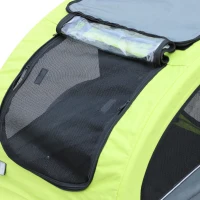 PawHut Haustieranhänger, Hundeanhänger bis 20 kg klappbar Regenschutz Reflektoren grün+grau 155 x 83 x 108cm(m-15)