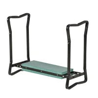 Outsunny Kniebank für Gartenarbeit Klappbarer Gartenhocker Gartenbank Kniehilfe bis 150 kg EVA-Schaumstoff Stahl Dunkelgrün 58 x 28 x 49 cm(m-19)