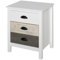 HOMCOM Mesa de Cabeceira Moderna Mesa de Cabeceira com 3 Gavetas Mesa de Cabeceira para Dormitório 50x38x65 cm Branco(m-11)