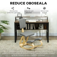 HOMCOM Scaun Ergonomic cu Mișcare de Legănare, Scaun Ergonomic Postural din Țesătură, 51x84x93 cm, Gri(m-6)