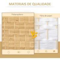 HOMCOM Biombo Dobrável de 4 Painéis Divisor de Ambientes 180x180 cm Ecrã de Privacidade de Polipropileno Madeira(m-5)