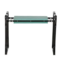 Outsunny Kniebank für Gartenarbeit Klappbarer Gartenhocker Gartenbank Kniehilfe bis 150 kg EVA-Schaumstoff Stahl Dunkelgrün 58 x 28 x 49 cm(m-15)