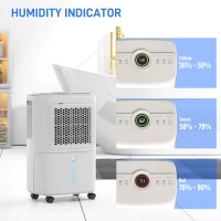 HOMCOM 12L/Day Dehumidifier with Continuous Drainage, 1.6L Water Tank, 24H Timer, Digital Humidity Display, Humidity Light, Dehumidifier for Home Damp, Bedroom, Condensation, Mould, Laundry Drying(m-5)