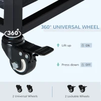 PawHut 43" Heavy Duty Metal Dog Crate Pet Cage with Tray Wheeled Dog Kennel - Black (Large)(m-4)