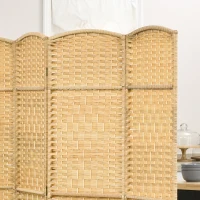 HOMCOM Biombo Dobrável de 4 Painéis Divisor de Ambientes 180x180 cm Ecrã de Privacidade de Polipropileno Madeira(m-8)
