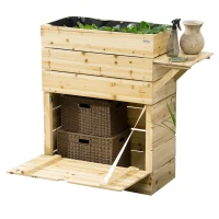 Outsunny podniesione łóżko donica pudełko na kwiaty ze stołem, szafka do ogrodu(m-13)