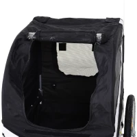 PawHut Fahrradanhänger Hundeanhänger bis 20kg Netzfenster, aufrollbare Abdeckung, Universalkupplung Weiß+Schwarz(m-22)