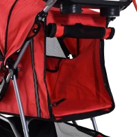 PawHut Hundewagen Hundetrolley bis 10 kg Klappbar mit Becherhalter Sonnendach Rot(m-27)