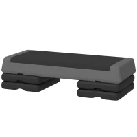 SPORTNOW Step Aerobic Reglabil pe 3 Nivele 10/20/30 cm, Step Aerobic Antiderapant cu Capacitate 250 kg, 77x37x16 cm, Gri(m-10)