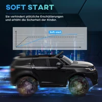 AIYAPLAY Elektryczny samochód dla dzieci, 12V pojazd dla dzieci z pilotem, LED, muzyką i klaksonem, 3-6 lat, Czarny(m-6)