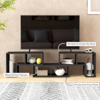 HOMCOM TV Stand for TVs up to 75 Inches, Free Combination TV Unit with Storage Shelves, Extendable Entertainment Centre for Living Room, Black Wood Grain(m-7)