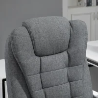 HOMCOM Fauteuil de bureau manager chaise pour ordinateur avec repose-pied dossier inclinable accoudoirs rembourrés en lin gris(m-8)