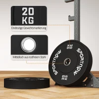 SPORTNOW Halterschijvenset, 2 x 20 kg, Olympische standaard, Rubber, Geluidsarm, Zwart(m-6)
