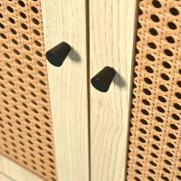 Modern Simple Sideboard with Woven Door Design, Drawers, and Unique Legs, 120L x 40W x 80H cm, Light Oak(m-10)