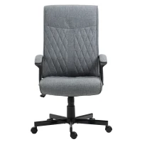 Krzesło biurowe Vinsetto z funkcją kołysania, ergonomiczne krzesło do biurka, regulowany fotel komputerowy, obrotowy fotel do pracy w biurze, kolor ciemnoszary(m-12)