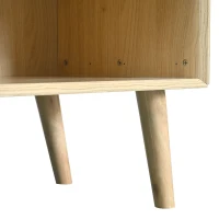 Modern Simple Sideboard with Woven Door Design, Drawers, and Unique Legs, 120L x 40W x 80H cm, Light Oak(m-12)