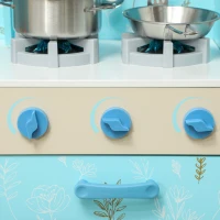 AIYAPLAY Cozinha de Madeira para Crianças com Sons Fogão Forno Micro-Ondas Máquina de Gelo e Acessórios 90x33,3x91,6 cm Azul(m-9)