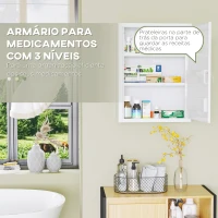 kleankin Armário de Parede de Aço para Medicamentos de 3 Níveis com Fechadura e 2 Chaves para Casa de Banho 40x15x53,5 cm Branco(m-5)