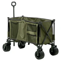 Outsunny Bollerwagen, klappbar, 7 Seitentaschen, verstellbarer Griff, bis 120 kg, Stahl, grün, 100 x 48 x 100,5 cm(m-15)