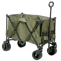 Outsunny Bollerwagen, klappbar, 7 Seitentaschen, verstellbarer Griff, bis 120 kg, Stahl, grün, 100 x 48 x 100,5 cm(m-16)