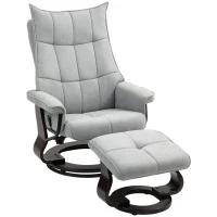 HOMCOM Relaxsessel mit Hocker, drehbar, Wippfunktion, verstellbare Rückenlehne, bis 150 kg, Grau(m-10)