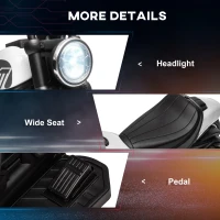 HOMCOM Elektryczny motocykl dla dzieci, reflektor LED, odpinane kółka boczne, wygodne siedzenie, Czerwony/Czarny(m-7)