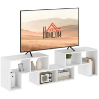 HOMCOM TV Stand for TVs up to 75 Inches, Free Combination TV Unit with Storage Shelves, Extendable Entertainment Centre for Living Room, White Wood Grain(m-1)
