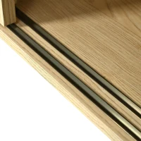 Modern Retro Rattan Door Sideboard with Adjustable Shelves, Smooth Slide Rail, and Wooden Frame, 120L x 40W x 78H cm, Light Oak(m-13)