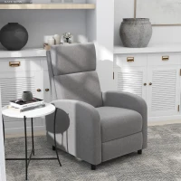 HOMCOM Scaun Inclinabil Modern, Canapea Single din Tesatura de Panza, Scaune de Teatru pentru Acasa cu Brate si Spatar Bine Umplute, Gri(m-10)