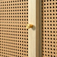 Modern Retro Rattan Door Sideboard with Adjustable Shelves, Smooth Slide Rail, and Wooden Frame, 120L x 40W x 78H cm, Light Oak(m-10)