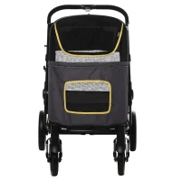 PawHut Hundetrolley bis 30kg klappbar One-klick-system 2 Sicherheitsleinen Aufbewahrungstaschen Gepolsterter Griff Dunkelgrau(m-12)