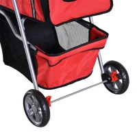 PawHut Hundewagen Hundetrolley bis 10 kg Klappbar mit Becherhalter Sonnendach Rot(m-25)