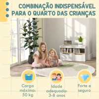 AIYAPLAY Organizador de Brinquedos Móvel de Arrumação Infantil com 2 Gavetas e Compartimento 80x30x45 cm Branco(m-7)