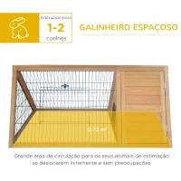 PawHut Coelheira de Madeira 116x62,2x52,5 cm Gaiola para Coelhos em Forma Triangular com Portas e Grade Metálica Madeira(m-4)