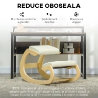 HOMCOM Scaun pentru Genunchi cu Mișcare de Legănare, Scaun Ergonomic Postural din Material Textil, 55x85x55 cm, Alb Crem(m-6)