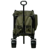 Outsunny Bollerwagen, klappbar, 7 Seitentaschen, verstellbarer Griff, bis 120 kg, Stahl, grün, 100 x 48 x 100,5 cm(m-12)