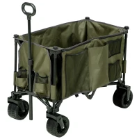 Outsunny Bollerwagen, klappbar, 7 Seitentaschen, verstellbarer Griff, bis 120 kg, Stahl, grün, 100 x 48 x 100,5 cm(m-14)