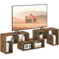 HOMCOM TV Stand for TVs up to 75 Inches, Free Combination TV Unit with Storage Shelves, Extendable Entertainment Centre for Living Room, Rustic Brown(m-1)