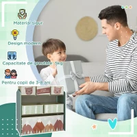 ZONEKIZ Raft Mobil pentru Jucării, Comodă cu 6 Rafturi Detașabile din Material Textil, 63x30x66 cm, Verde(m-7)