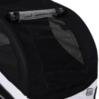 PawHut Fahrradanhänger Hundeanhänger bis 20kg Netzfenster, aufrollbare Abdeckung, Universalkupplung Weiß+Schwarz(m-21)