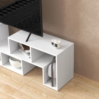 HOMCOM TV Stand for TVs up to 75 Inches, Free Combination TV Unit with Storage Shelves, Extendable Entertainment Centre for Living Room, White Wood Grain(m-9)