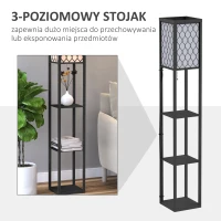 HOMCOM Lampa stojąca z półkami oświetlenie wewnętrzne e27 do 40w drewno czarna 26 x 26 x 160 cm(m-6)