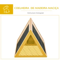 PawHut Coelheira de Madeira 116x62,2x52,5 cm Gaiola para Coelhos em Forma Triangular com Portas e Grade Metálica Madeira(m-6)
