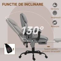 Vinsetto Fotoliu Reglabil pe Înălțime cu Tetieră și Suport pentru Picioare din Piele Artificială, 66x75x112-122 cm, Gri(m-5)