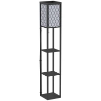 HOMCOM Lampa stojąca z półkami oświetlenie wewnętrzne e27 do 40w drewno czarna 26 x 26 x 160 cm(m-12)