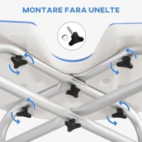 HOMCOM Taburet de Duș Reglabil pe Înălțime cu Mâner cu Ventuză și Picioare Antiderapante, 48,5x33x39-51,5 cm, Albastru(m-6)
