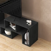HOMCOM TV Stand for TVs up to 75 Inches, Free Combination TV Unit with Storage Shelves, Extendable Entertainment Centre for Living Room, Black Wood Grain(m-9)