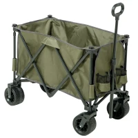 Outsunny Bollerwagen, klappbar, 7 Seitentaschen, verstellbarer Griff, bis 120 kg, Stahl, grün, 100 x 48 x 100,5 cm(m-17)