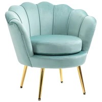 HOMCOM Fotoli vintage cu design din Catifea, 76x76x74cm, Verde(m-11)