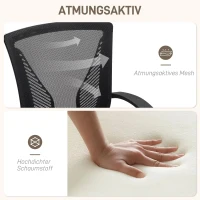 HOMCOM Fotel Biurowy z Siatkowym Oparciem, Regulowana Wysokość, do 120 kg, Czarny(m-4)